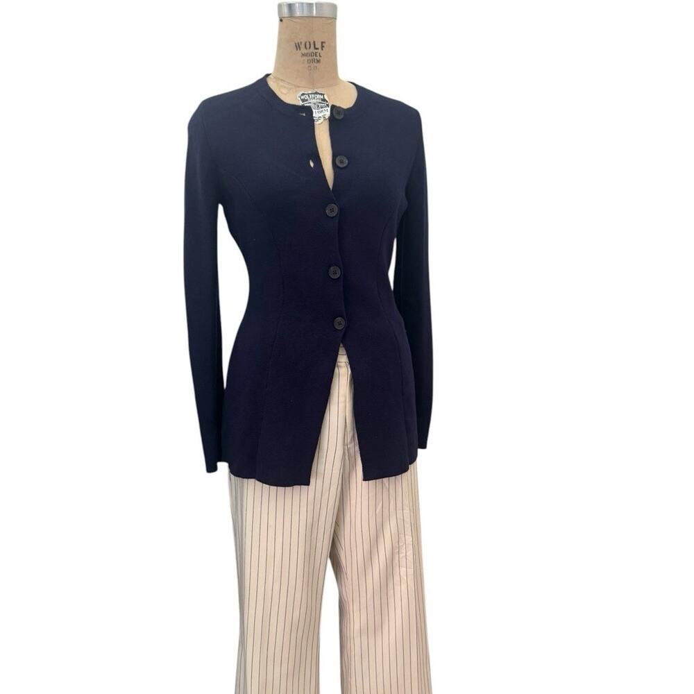 BODEN Joanna Cotton Knit Jacket Button Down Navy Blue Style Sz 8 - Picture 3 of 10